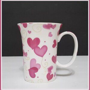 NEW RARE Coastline Imports Pink Hearts Mug 10 OZ Bone China Valentine's